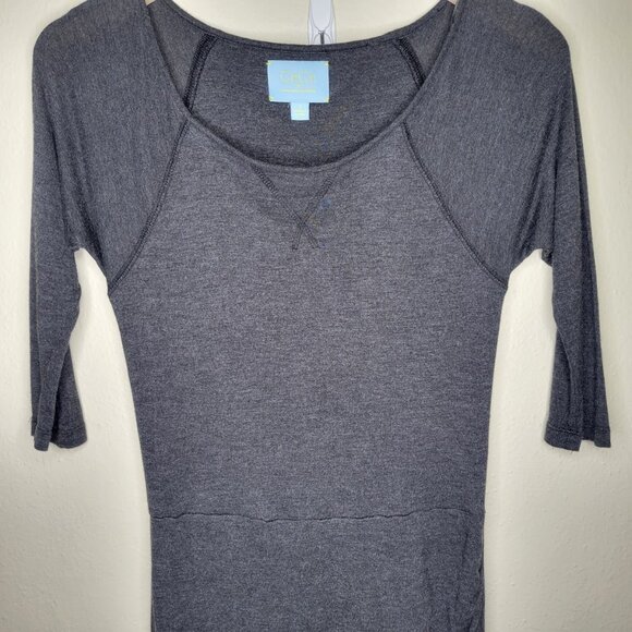 CeCe Cynthia Steffe Heather Gray 1/2 Sleeve Gathered Side Dress Size S - Picture 3 of 8